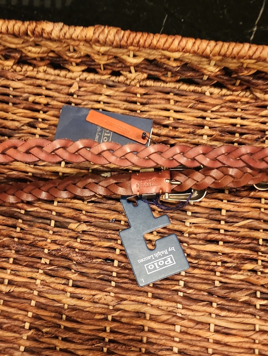 Polo by Ralph Lauren Braided Leather Belt with Double Engraved Buckle Size Large main image 8